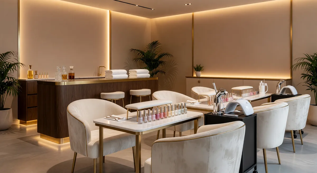 Relaxing Nail Salon and Facial Spa with On-Site Alcohol Bar