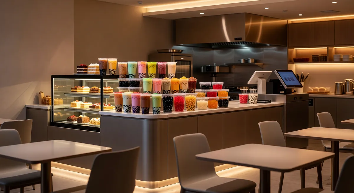 Popular Boba Tea Shop with Hood Kitchen for Sale