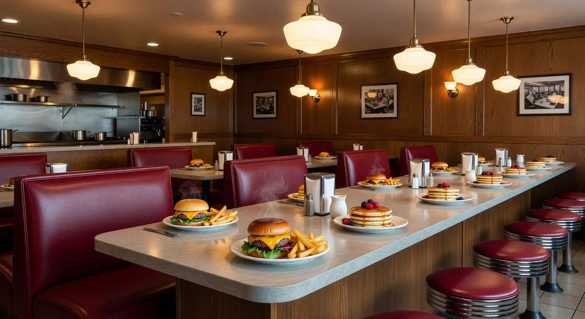 Busy Restaurant Diner Near LIRR Station in NY