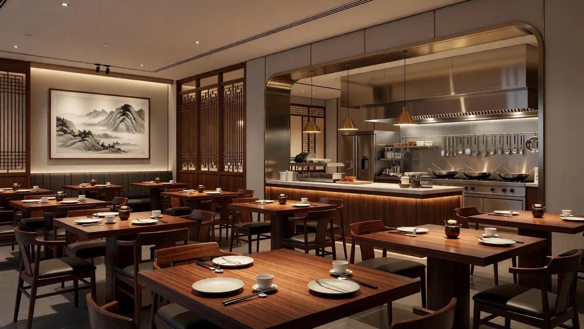 Vibrant Asian Restaurant in Bustling Plaza