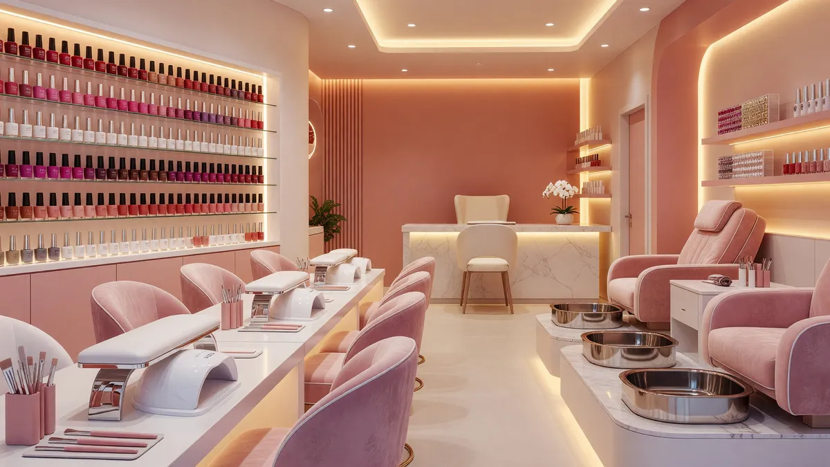 Pink Nail Bar in Busy Mesa Shopping Center