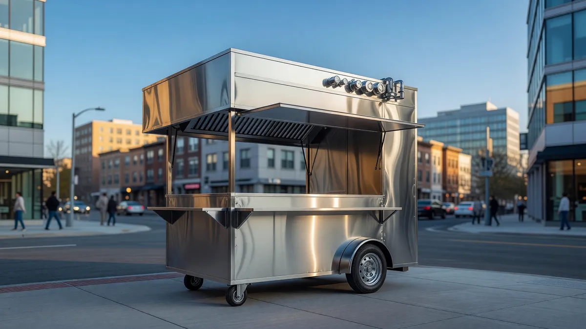 Custom Food Cart with Exhaust Hood and Fire Suppression System