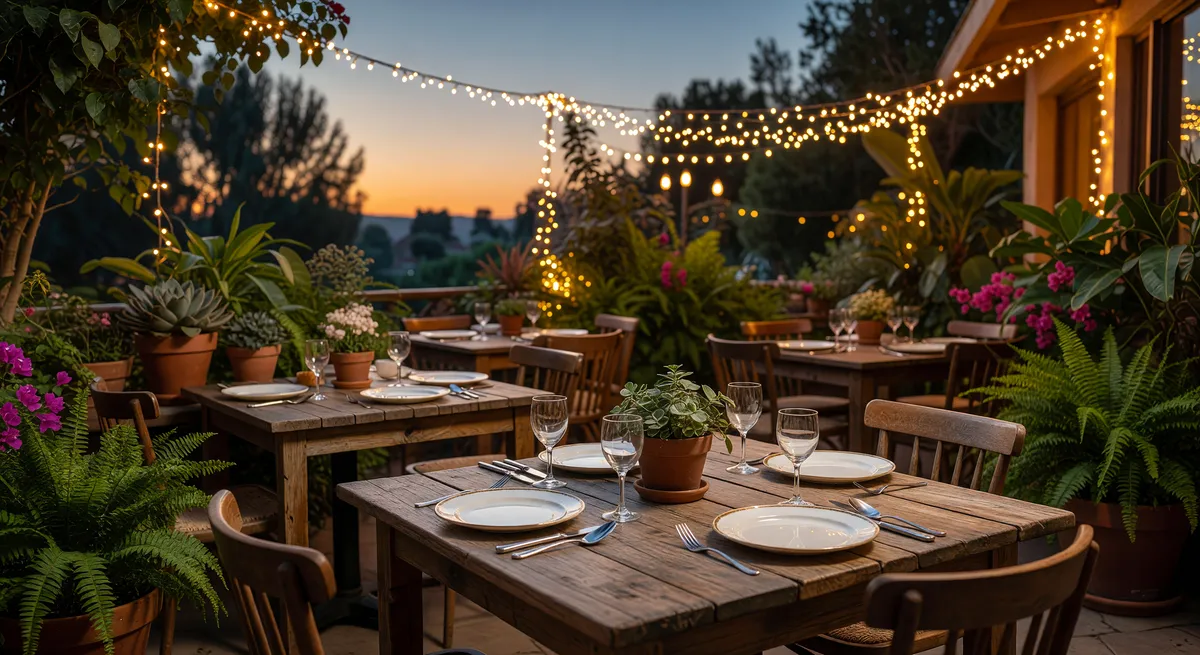 Romantic Outdoor Cafe with Loyal Customer Base